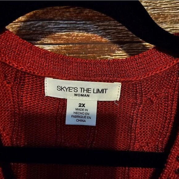 Skye's The Limit long sleeve sweater Women's 2X chili/crimson red NWT - Picture 4 of 8